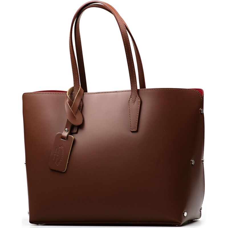 Blaire Kožená kabelka Salita s červeným interiérom hnedá 64988404