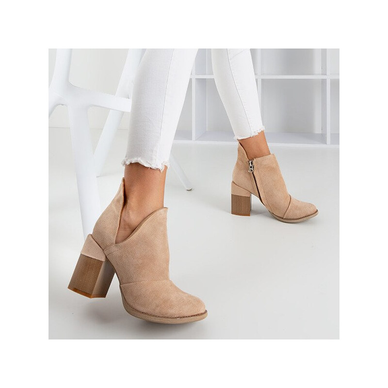 Resti Beige womens boots on a post with cutouts Cintura - Footwear 65004817
