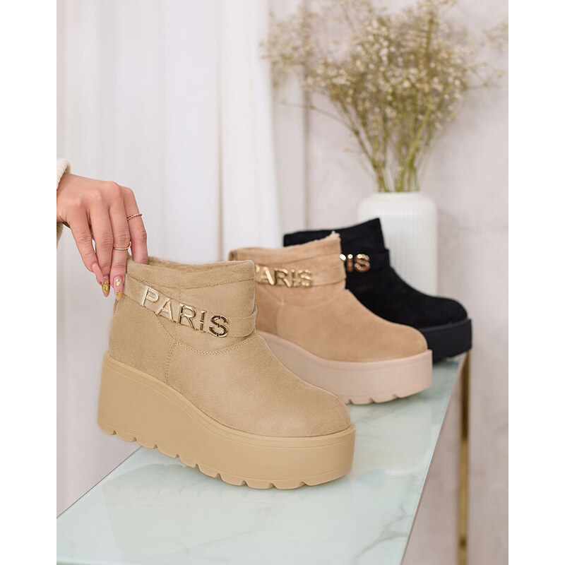 Resti Beige womens shoes ala snow boots with ornament Parisela 65004859