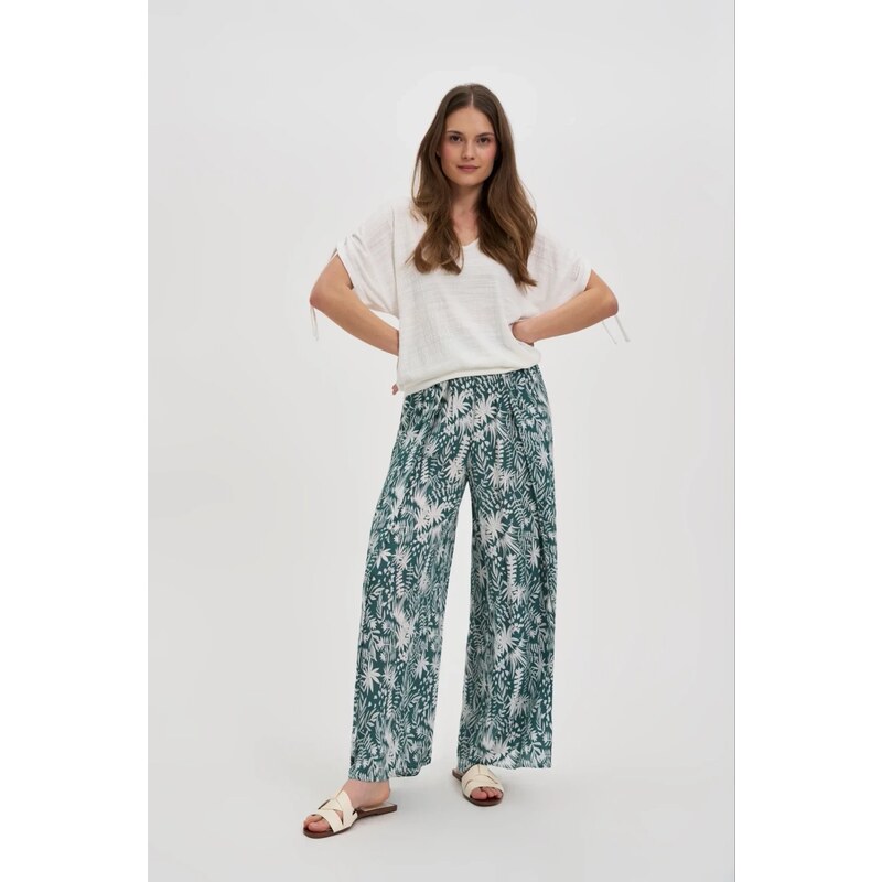 Marisse Patterned Green Viscose Trousers 65004518