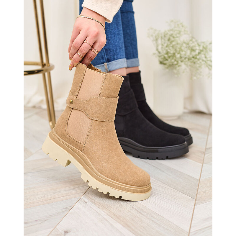 Resti Beige womens boots with decorative strap Doasa 65004889