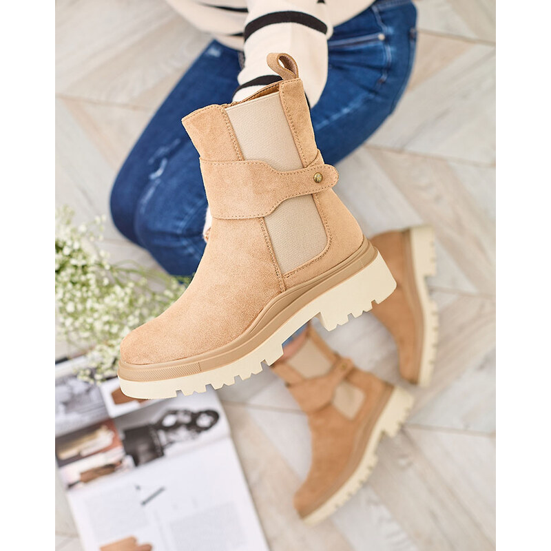 Resti Light brown womens boots with decorative strap Doasa 65004888