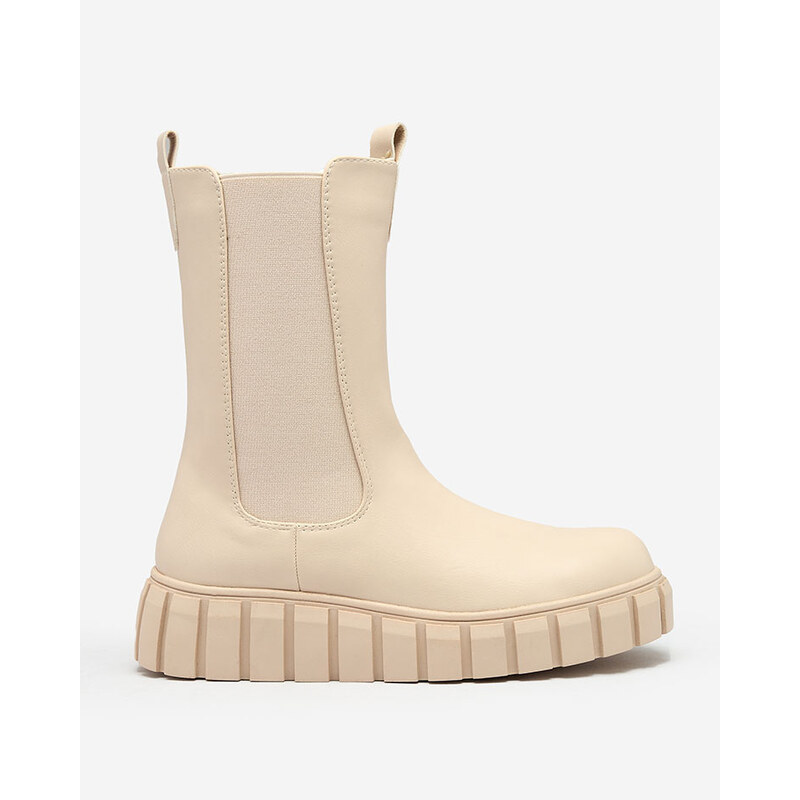 Resti Womens high flat heeled boots in ecru Elicane 65004945