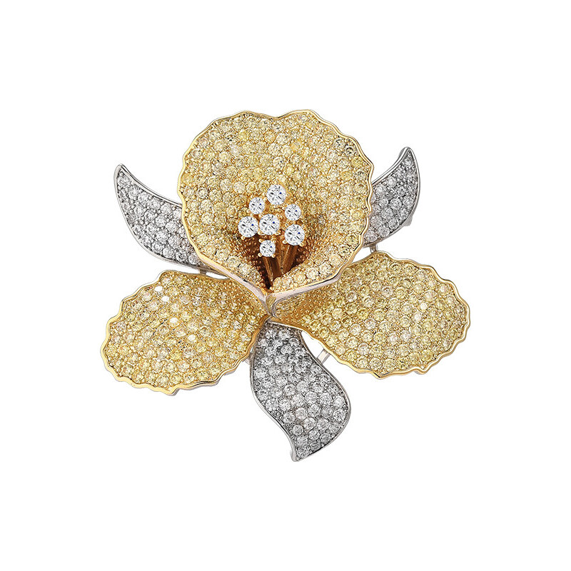 Troli Luxusné bicolor brošňa v tvare kvetu Gold 66581050