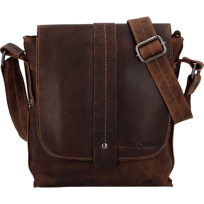 Greenwood Pánska kožená taška cez rameno Lex hnedá 24979184