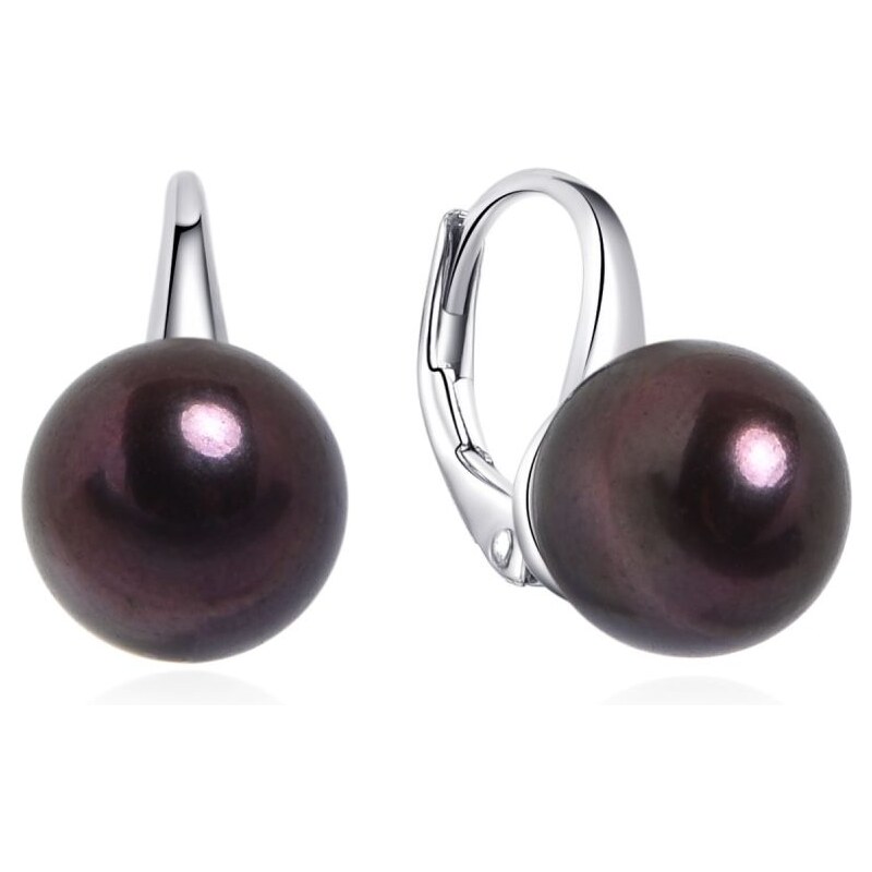 MOISS Elegantné strieborné náušnice s čiernymi perlami EP000092 66587506