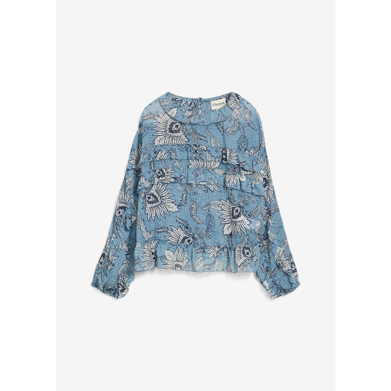 bonprix Šifónová blúzka s volánmi, farba modrá 65006143