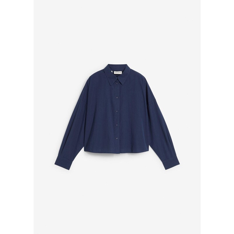 bonprix Košeľová blúzka, oversize s hodvábnym podielom, farba modrá 65006159