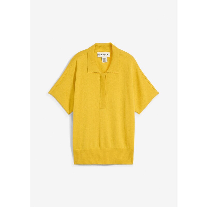 bonprix Jemne pletený pulóver s hodvábnym podielom a polo golierom, 65006190