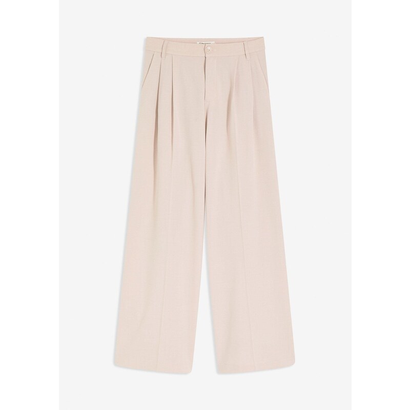 bonprix Nohavice so záhybmi na páse, z padavého viskózového mixu, 65006268