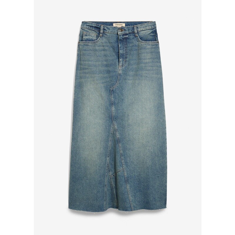 bonprix Džínsová sukňa, Mid Waist, Maxi Length, farba modrá 65006259