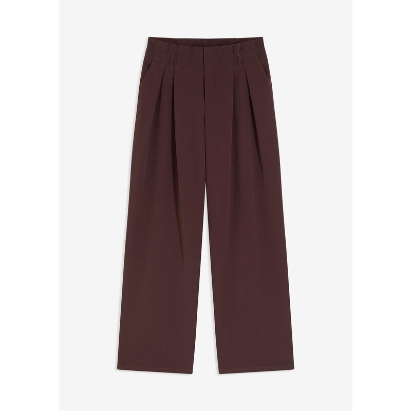 bonprix Nohavice so záhybmi na páse, farba hnedá 65006266