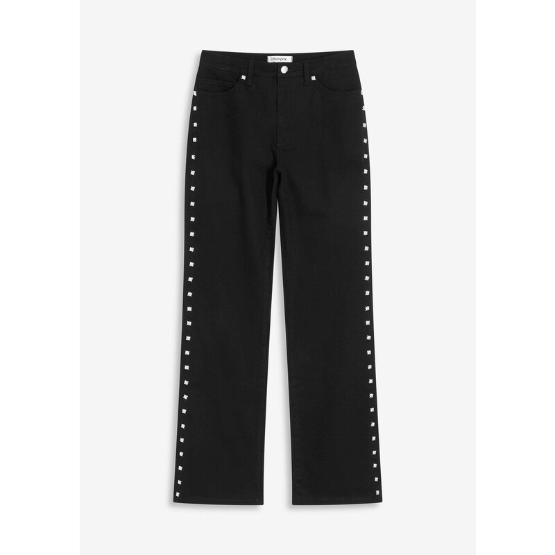 bonprix Twillové nohavice s nitmi, farba čierna 65006269