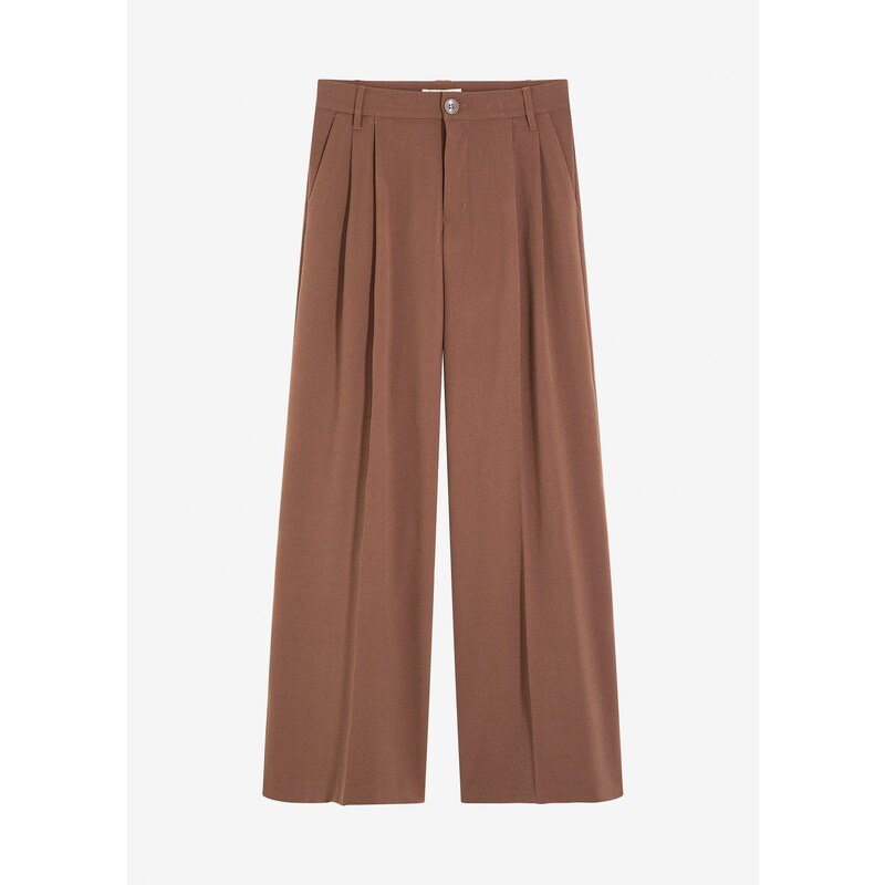 bonprix Nohavice so záhybmi na páse, z padavého viskózového mixu, 65006267