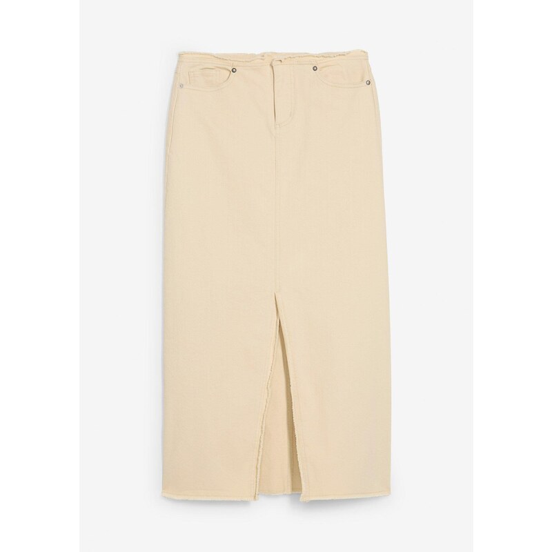 bonprix Twillová sukňa so strapcami, farba béžová 65006288