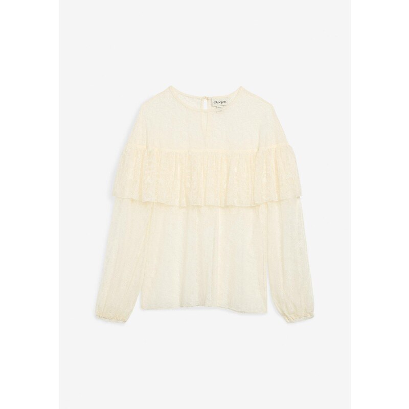 bonprix Čipkovaná blúzka, farba biela 65006278