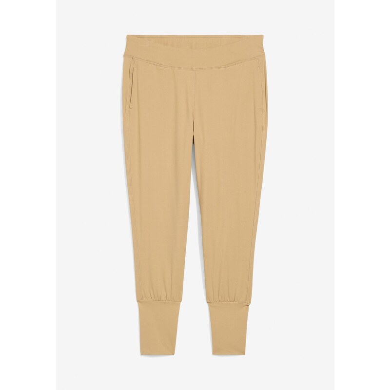 bonprix Nohavice capri, z mäkkého materiálu, farba béžová 65006346