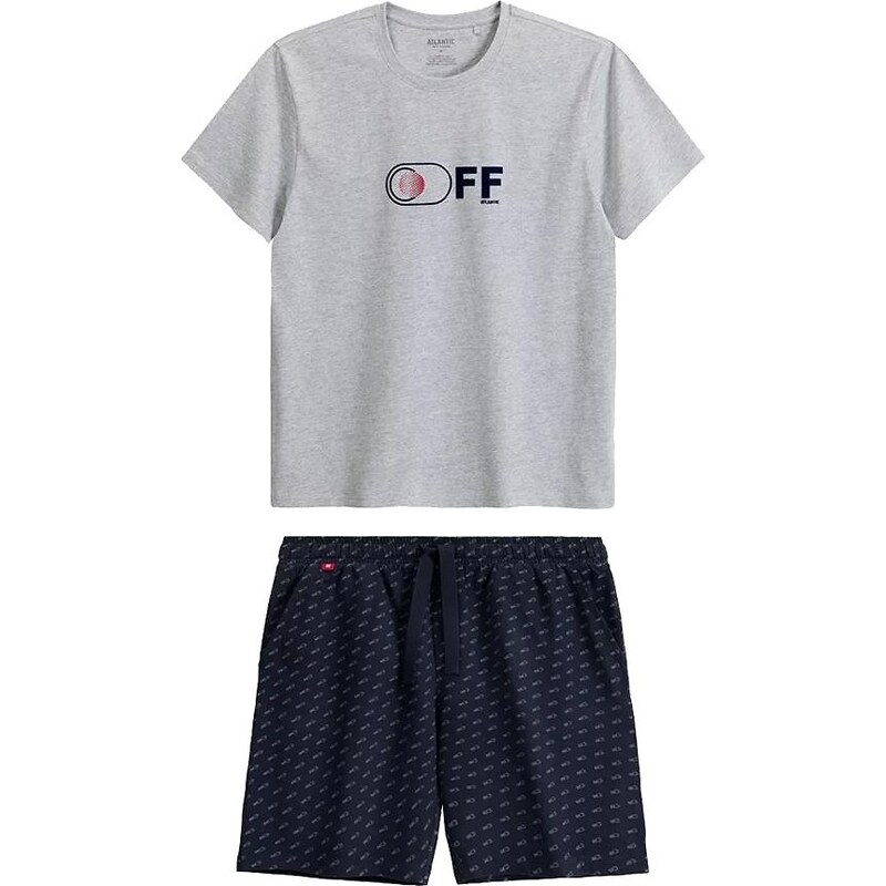 Krátke pánske pyžamo Atlantic so vzorovanými kraťasmi NMP-395 kr/r S 65006875