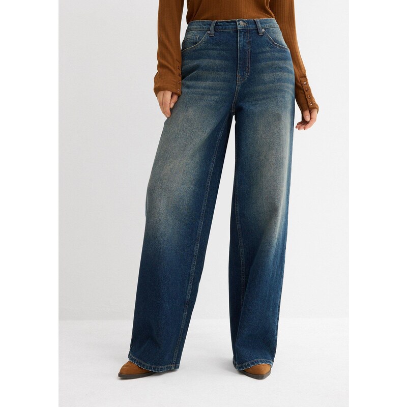 bonprix Džínsy, Wide-Leg, High Waist, farba modrá 65006277