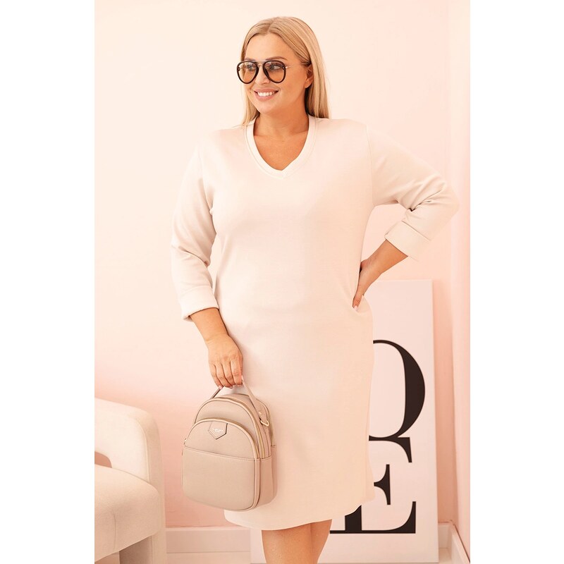 Kesi Włoski Dámska sukňa Plus Size maslová s dekoltom V a rukávom 65006745