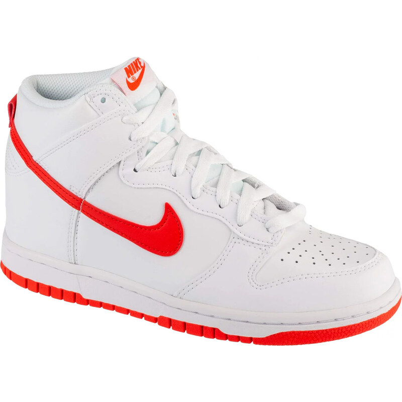Bielo-červené kožené členkové tenisky Nike Dunk High Gs DB2179-111 65006872