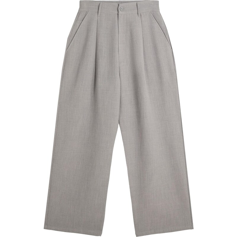 Bershka Plisované nohavice sivá melírovaná 65861648