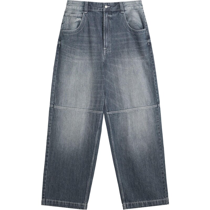 Bershka Džínsy tmavomodrá / biela 65707529