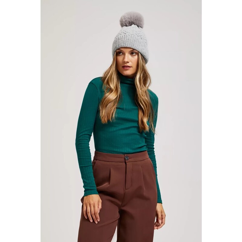 Marisse Hat With Fur Pompom, Gray 65022624
