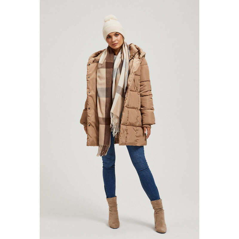 Marisse Large Brown Checkered Scarf 65022637