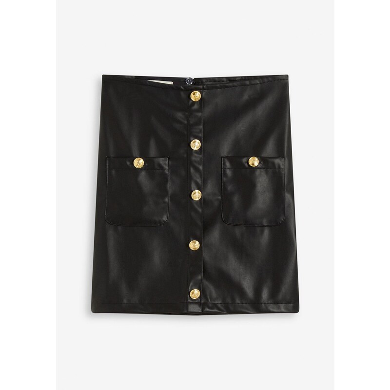 bonprix Koženková mini sukňa, farba čierna 65022940