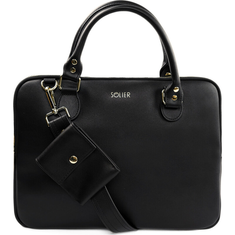 BASIC Čierna dámska kožená taška na notebook FL26 BLACK 65023344