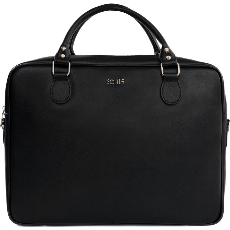 BASIC Solier Čierna dámska kožená taška na notebook FL24 BLACK 65023345