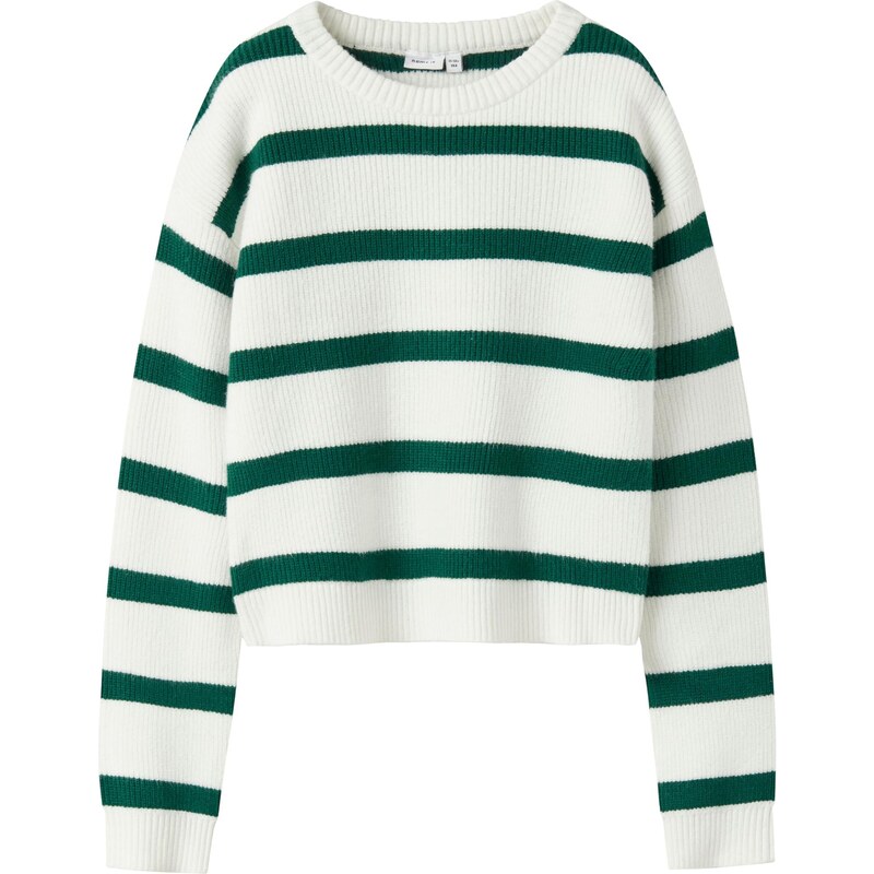 NAME IT Sveter NKFVNILLA tmavozelená / biela 65415174