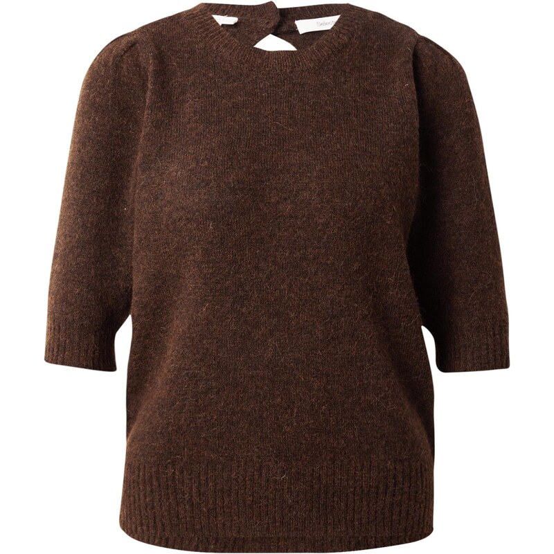 SELECTED Sveter SLFLULU tmavohnedá 65190065