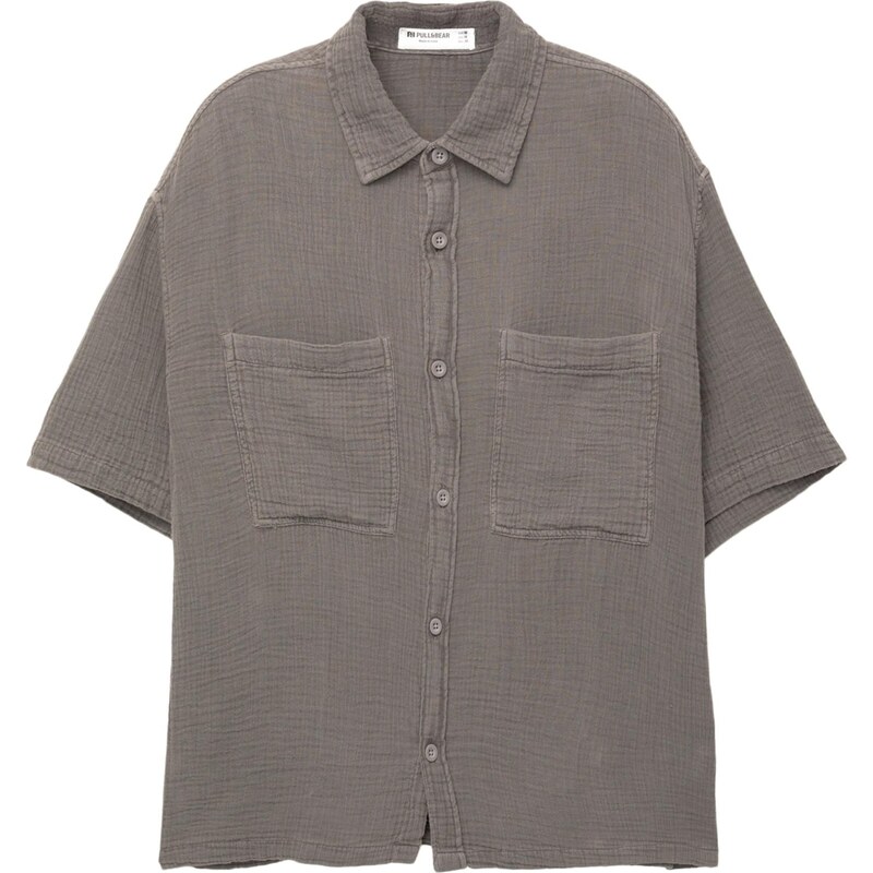 Pull&Bear Košeľa tmavosivá 65887377
