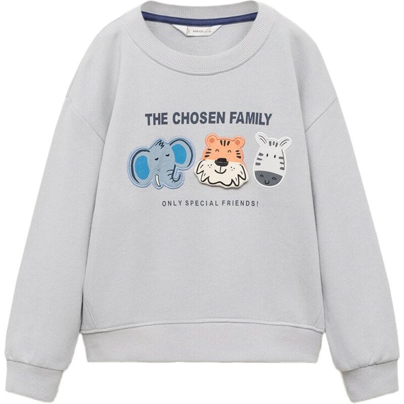 MANGO KIDS Mikina FAMILY modrá / svetlosivá / oranžová / biela 65558970