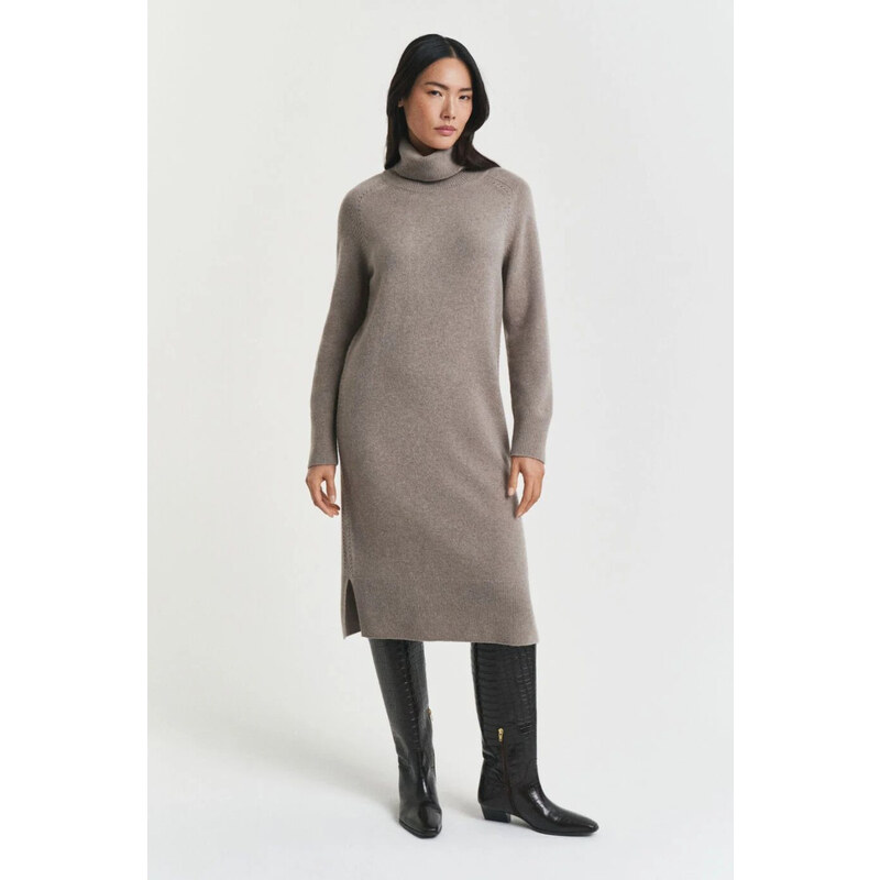 ŠATY GANT DETAIL TURTLENECK DRESS TAUPE BEIGE 64944426