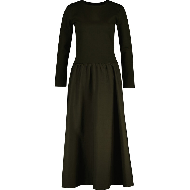 ŠATY GANT MIDI JERSEY WOVEN COMBO LS DRESS GREEN LAGOON 65024994