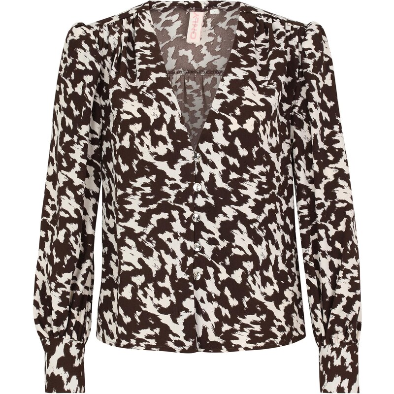 Only Petite Blúzka ONLCATYTHALIA tmavohnedá / biela 65888416