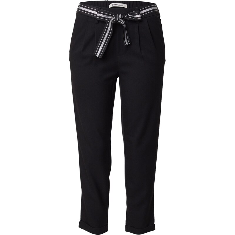 ONLY Plisované nohavice ONLRITA čierna / strieborná 65888456