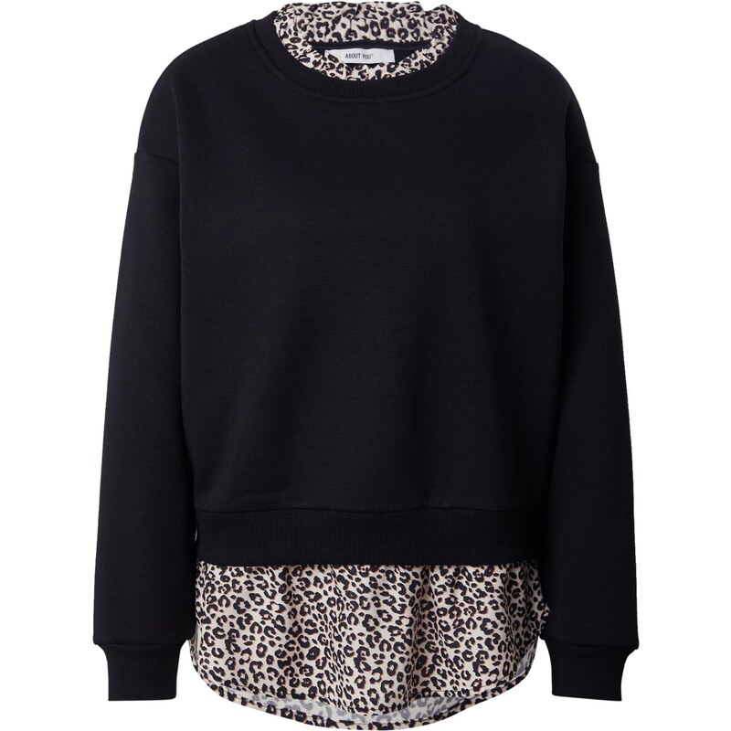 ABOUT YOU Mikina Clara krémová / hnedá / čierna 66480249