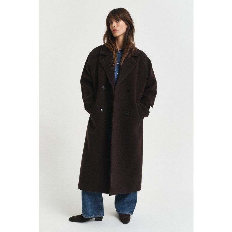 KABÁT GANT WOOL BLEND OVERCOAT DEEP BROWN 65451053