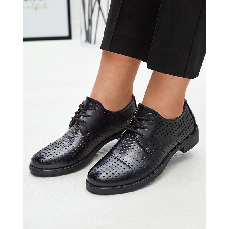 E-shop Resti Openwork black womens eco leather half shoes Azedvo-