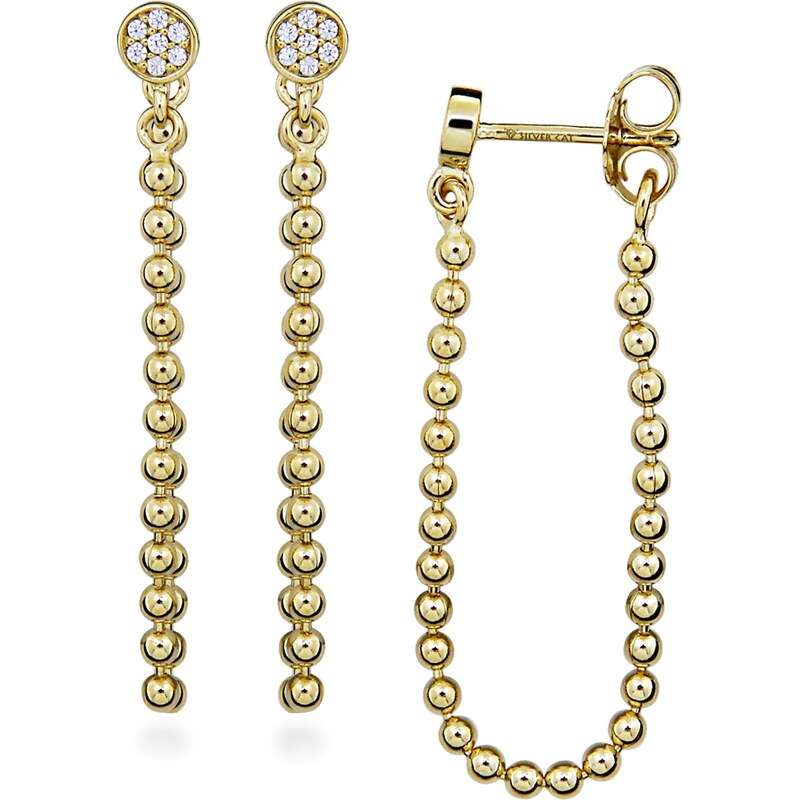 Silver Cat Retiazkové pozlátené náušnice s kubickými zirkónmi SC534 66579921