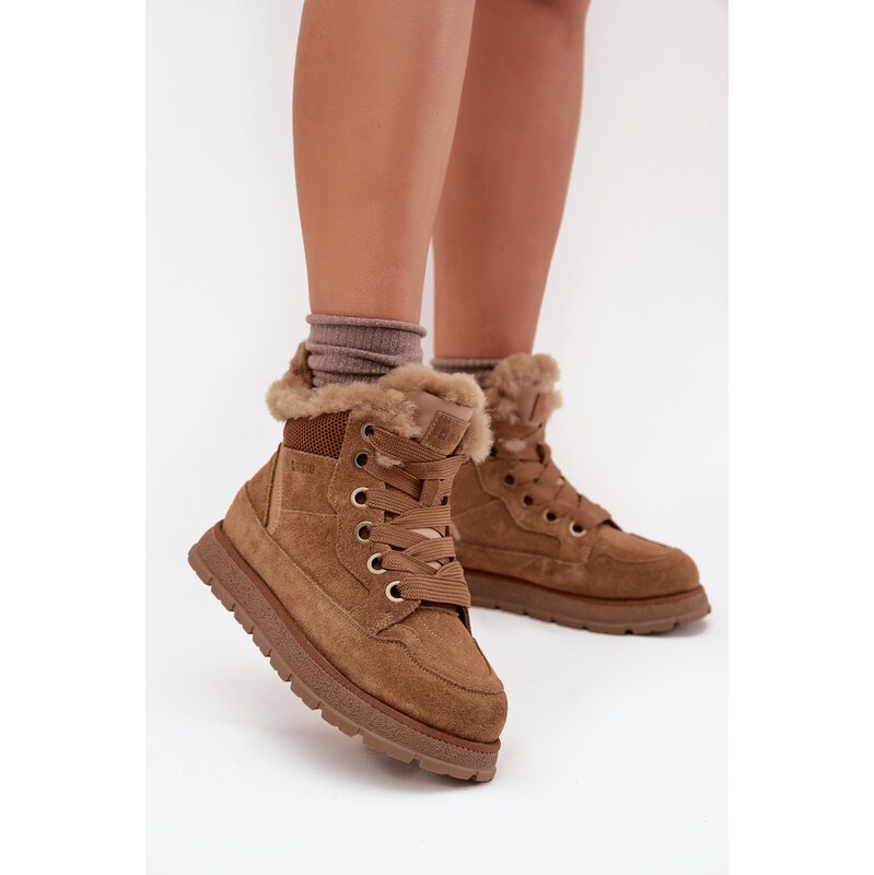 BIG STAR SHOES Semišové Snehule Dámske Na Platforme S Kožúškom Big 65047444