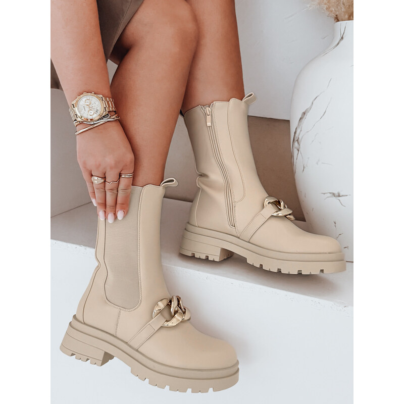 Botki damskie NIGHTWALK beżowe Dstreet 65047457