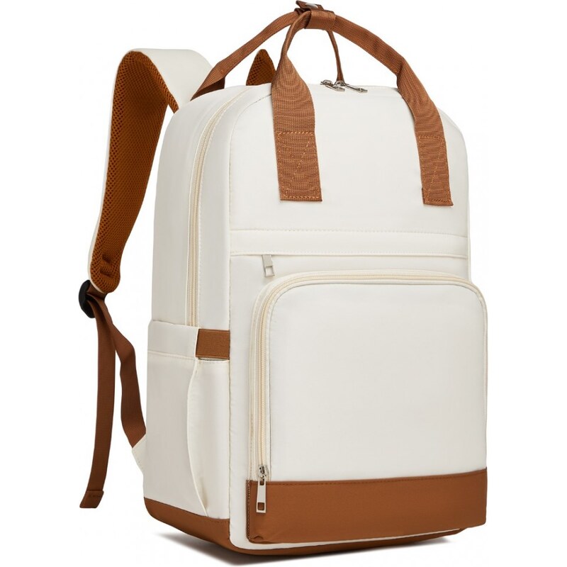 Ruksak - KONO na počítač s USB-C nabíjacím portom, béžovo/hnedý 66043669