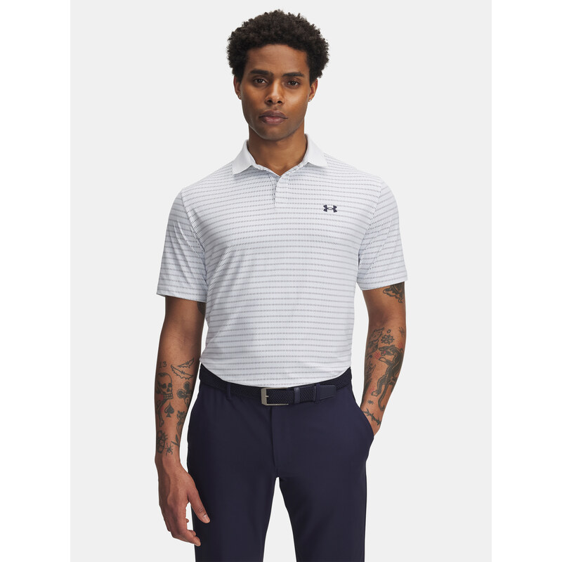 Mens T-shirt Under Armour UA Drive Chill Printed Polo-WHT - Mens 64789483