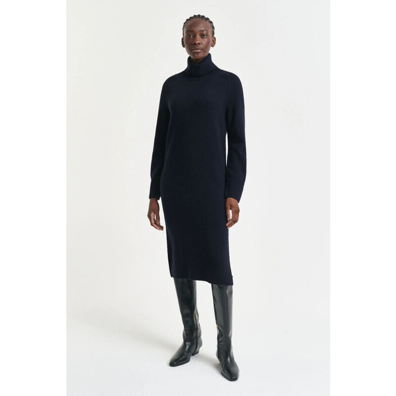 ŠATY GANT DETAIL TURTLENECK DRESS EVENING BLUE 64944424