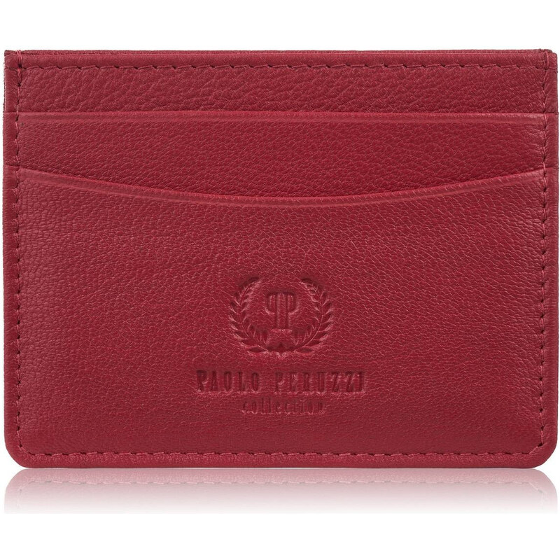 Paolo Peruzzi Kožené praktické puzdro na karty a vizitky | červená T 64735428